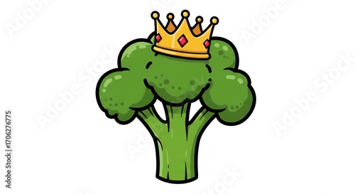 Cartoon broccoli with crown