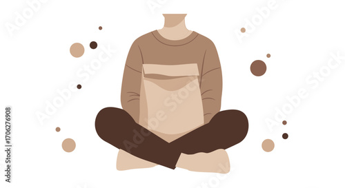 Meditative Embrace: Illustration of a Person Holding a Bag in a Calm, Relaxed Pose