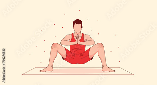 Meditative Man Practicing Yoga Pose in a Serene Spiritual and Relaxing Moment