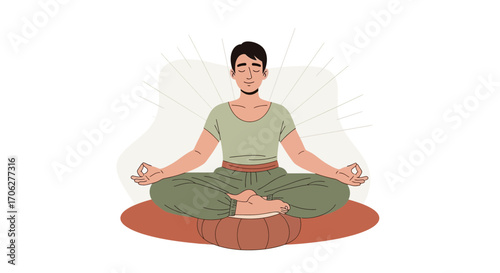 Mindfulness And Meditation Depicted: Peaceful Illustration Of Tranquility And Serenity