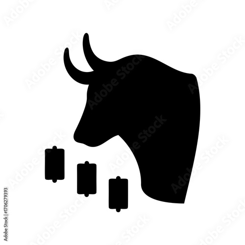 Silhouette of a bull's head with three simple candle holders art