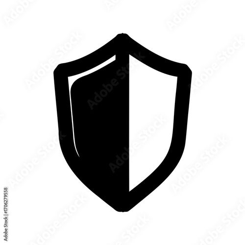 Protective Shield Symbol, representing security, defense, and trust with bold lines