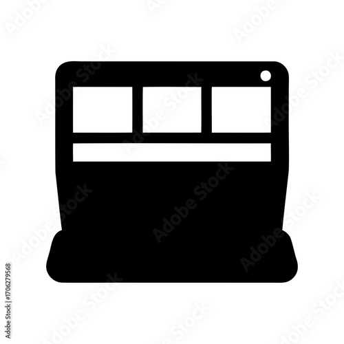 Black and white illustration of a smart display or device with modules