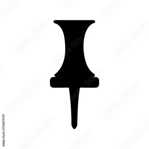 Black Silhouette of a Classic Push Pin Ready to Hold Important Notices