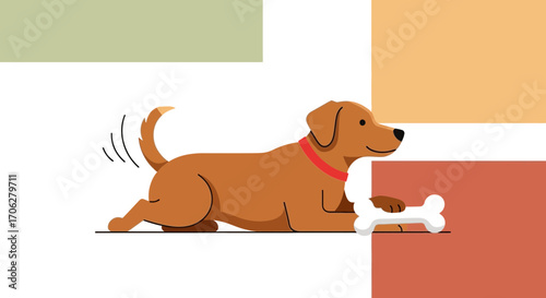 Playful Canine Animation Featuring Dogbone With Delightful Tail Wags And Vivid Colorful Backgrounds