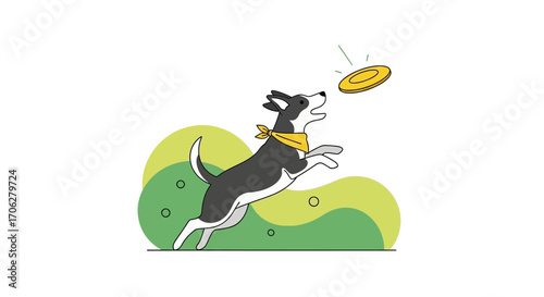 Playful Canine Catching Frisbee In Mid-Air With Joyful Expression And Dynamic Action