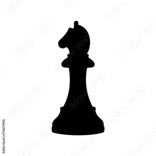 Single knight chess piece in silhouette against a bright white backdrop