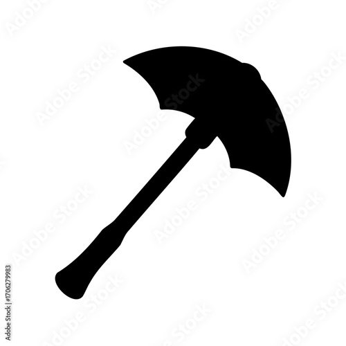Black silhouette illustration of a bearded axe or splitting axe tool