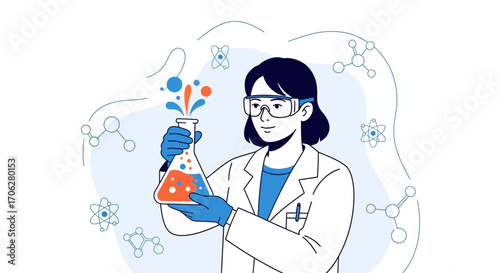 Scientist Conducting Experiments In Laboratory, Chemistry And Scientific Research Concept