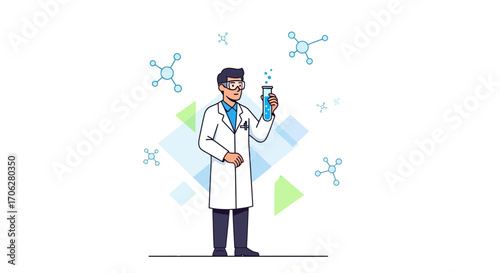 Scientist Examining Chemical Mixture, Exploring Innovations In Scientific Research Carefully and