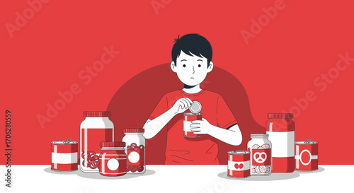 Preparing Preserved Food: A Young Person Opening a Can of Essentials for the Kitchen