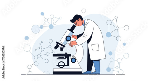 Scientist Using Microscope: Scientific Research, Experimentation, And Medical Investigation