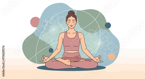 Serene Figure Meditating, Achieving Inner Peace Through Yoga Posture and Mindfulness
