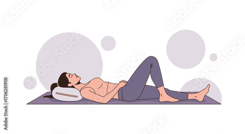 Relaxation Exercise Demonstrating Reclined Position Yoga Practice For Emotional Wellbeing And Health
