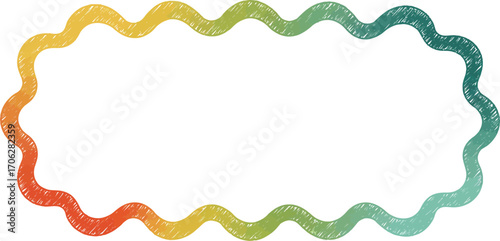 colorful wavy frame border with gradient hues around empty space