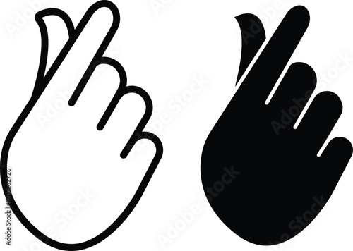 Finger Snap Hand Gesture Icons – Black and White Symbol of Action and Expression..eps