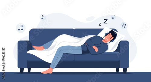 Relaxing At Home While Listening To Music And Experiencing Peaceful Moments