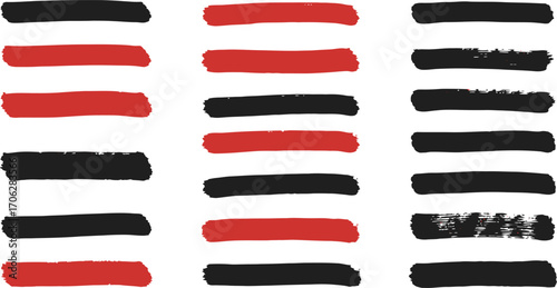 abstract art featuring black and red horizontal brush strokes
