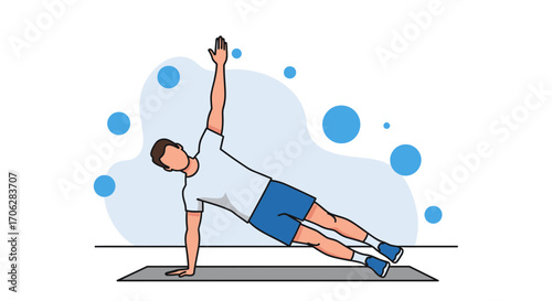 Side Plank Exercise Illustration Depicting Body Balancing and Athletic Workout Activity