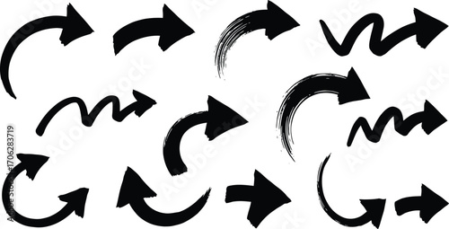 various black arrows pointing in different directions