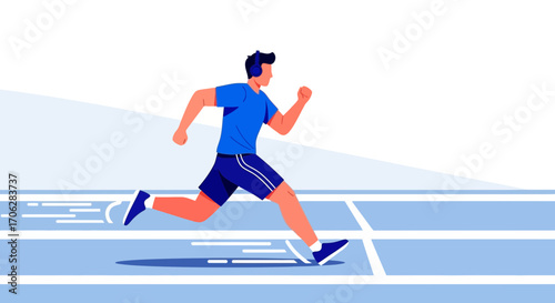 Silhouette Of A Running Athlete During Sports Competition In A Simplified Digital Illustration