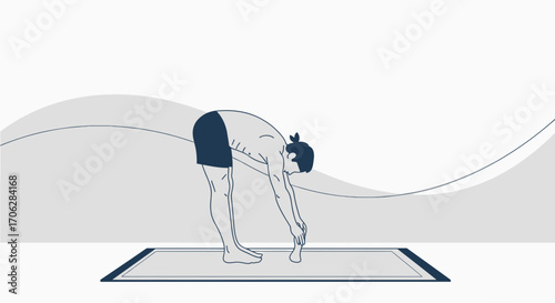 Simple Illustration Depicting Downward Bend Pose, Promoting Mindfulness, Physical Wellbeing
