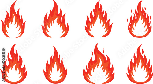 flames burning brightly in various shapes and sizes