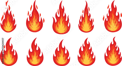 flames burning brightly in a grid formation