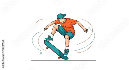 Skateboarder Performing Acrobatics With Vibrant Colors And Dynamic Motion In Mid-Air