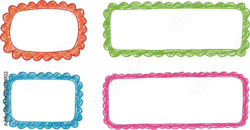 colorful frames with scalloped edges in various bright hues