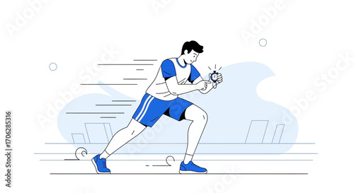 Runner's Timing: A Vector Illustration Depicting Athlete's Speed and Accurate Measurement