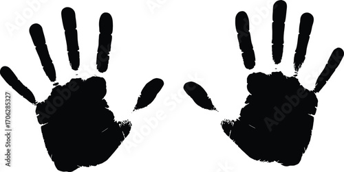 black handprints side by side showing fingers clearly