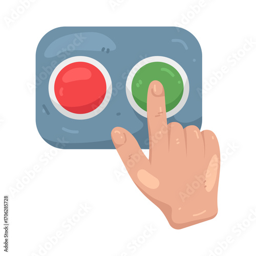 Illustration of Hand Pressing Green Buttons 