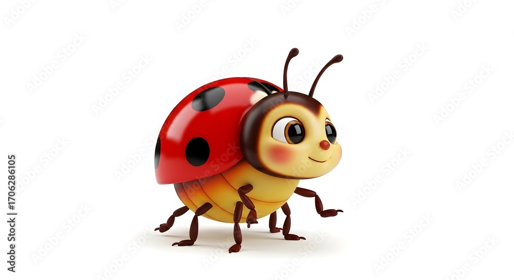 Fototapeta premium A charming animated ladybug with a friendly demeanor. 