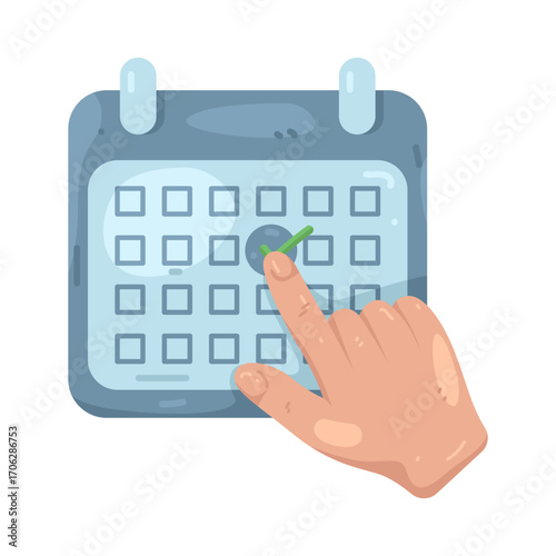 Illustration of Hand Selecting Date on Calendar