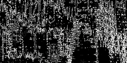 Abstract White Outline Pattern on Black Background with Geometric and Organic Shapes for Digital Art and Glitch Effects