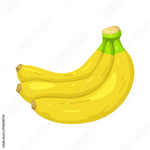 Illustration of three fresh ripe bananas