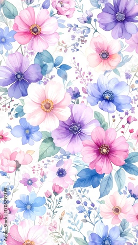 Delicate floral pattern with pastel colors