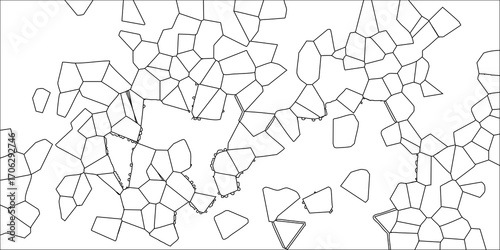 Outline geometric pattern of irregular polygons on a white background creating a clean, minimalist, and editable vector illustration for design elements