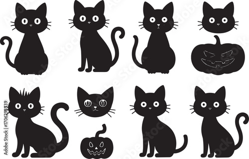 set of cats silhouettes