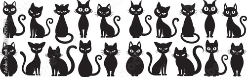set of cats silhouettes