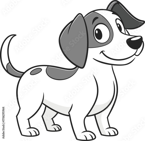 Vector art of cartoon illustration of a happy dog with floppy ears and spots