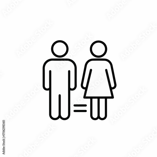 Symbol of gender equality with equal sign between male and female figures.
