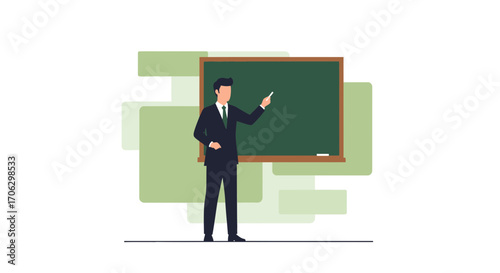 Teacher Presenting Insights, Classroom Instruction, Education, School Illustration, Vector Design