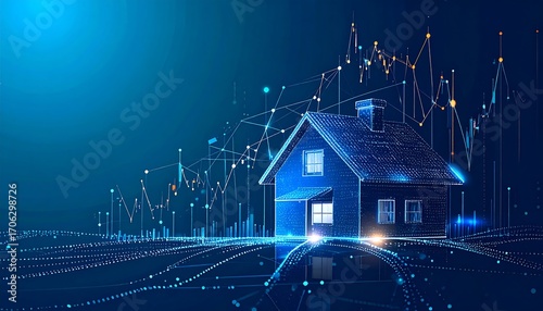 Digital house with financial data overlay