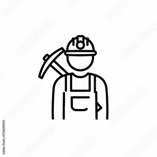 Miner with pickaxe and hard hat, representing mining and industry