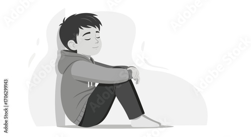 The Peaceful Moment: Contemplation And Serenity Of A Young Person In Thoughtful Reflection