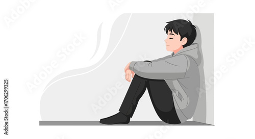 Thoughtful Person: Peaceful Illustration Representing Quiet Contemplation and Serenity