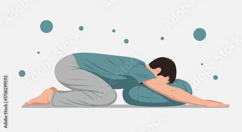 Tranquil Moment Depicted: Man Embracing Restorative Yoga Pose with Serene Aura