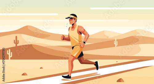 Sporty Individual Racing In Desert Environment During Intense Sunny Weather Conditions Example